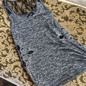 Miss Me Gray Lace-Back Tank Top
